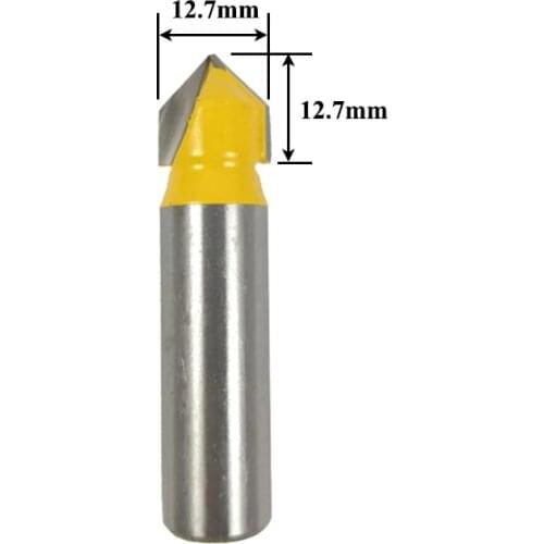 1pc 12mm Shank 90 Degree V Type Carver Chamfering Cutter V Groove Milling Cutter Woodworking Cutters 3D Carver MC05005