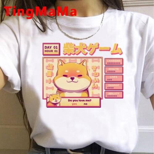 Kawaii Japanese Shiba Inu T Shirt Women Funny Animal Dogs Summer Tops Cartoon Harajuku Unisex Graphic Tees Hip Hop Tshirt Female