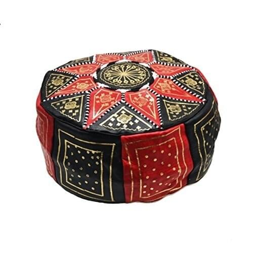 Horus, Puf funda vacío de Cuero marroquí. Asiento reposapiés mesa taburete. salón sofá decoración de hogar. 45 cm x 23 cm