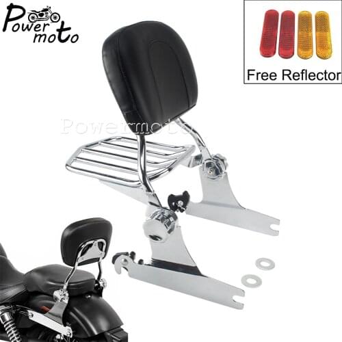Chrome Motorcycle Detachable Backrest Sissy Bar Luggage Rack For Harley Softail Deluxe CVO Hard Candy Custom FLSTN 2005-2015