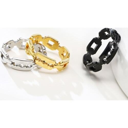 Rock Punk Blade Rings for Women,Anti Allergy Stainless Steel Rectangle Chain Shaped Finger Bands,Minimalist Jewelry