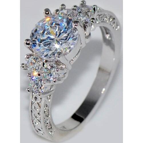 New Austrian Rhinestone Prong Set Ring Womens Ring Fashion Crystal Inlaid Engagement Ring Accessories Party Jewelry Size 6 ~ 10