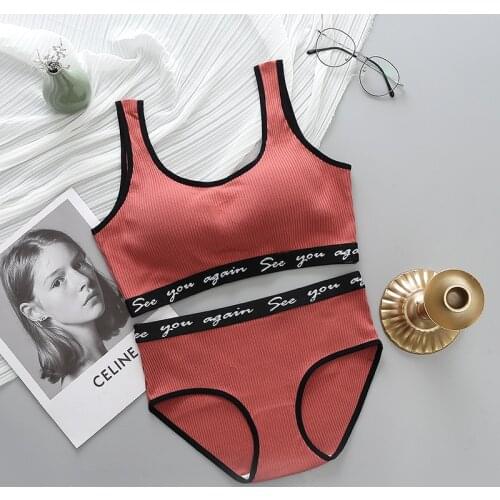 CHRLEISURE Lingerie Set Womens Underwear Bra Brief Suit Female Crop Top Panties Intimates Accessories