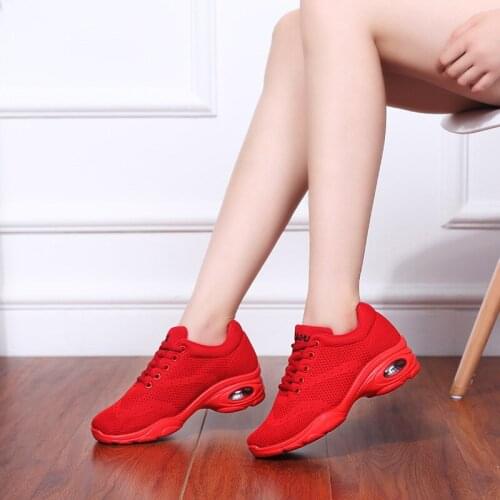 Sneakers Airbag Bottom Square Dance Shoes Sports Adult Fitness Shoes Modern Dance Fabric Women Shoes Dance Sports Ladies Shoes