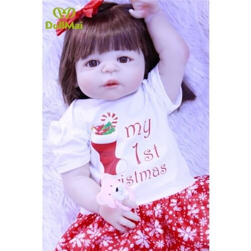 Reborn girl dolls 23"57cm full silicone body reborn baby dolls can bathe real baby doll for children gift bebe realistic reborn