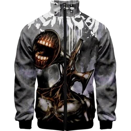 Siren Head 3D Zipper Jacket Women Men Long Sleeve Coat Hot Sale Casual Cool Harajuku Stand Collar Print Clothes Max 4XL