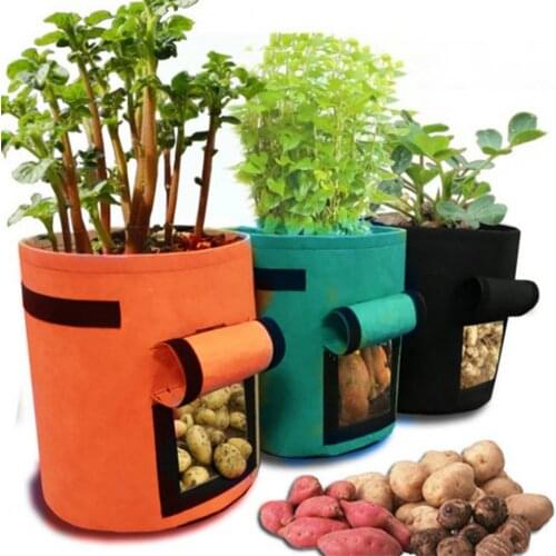 Planting Bag Side Opening Waterproof Felt Garden Grow Bag Planters flowers Garden Pot