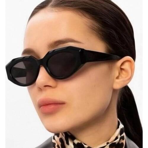 New womens sunglasses simple retro cat eye sunglasses polygonal trimmed small frame sunglasses women trend fashionable glasses