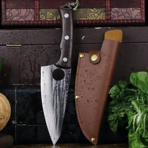 6.8 "/ 7.2" yellow pear wood handle sharp high hardness bone removal slicing knife household chef knife outdoor camping knife