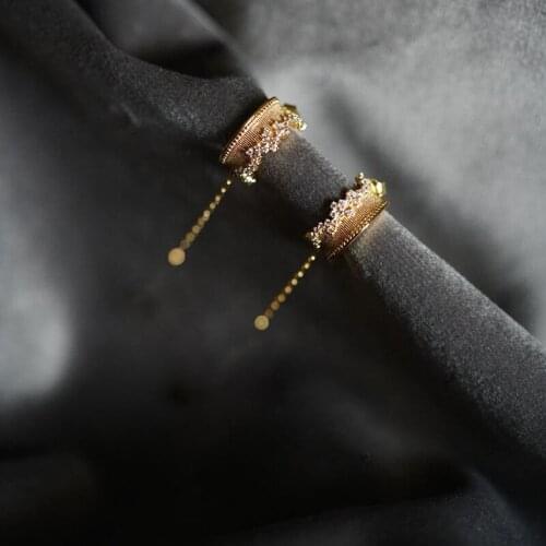 Original new silver inlaid zircon starry personality design Japanese light luxury long earrings exquisite charm ladies jewelry