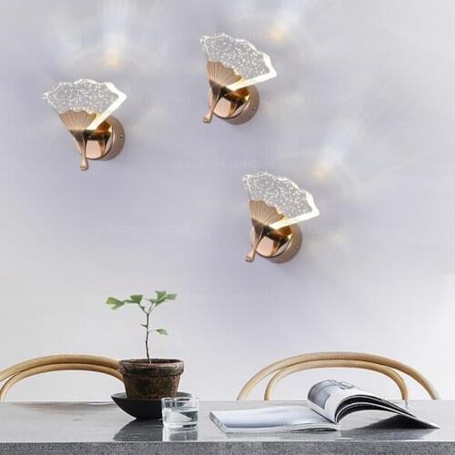 Bubble crystal wall sconces gold wall mirror lamp leaves design luxury wall lighting in bathroom corridor hallway stairs bedside