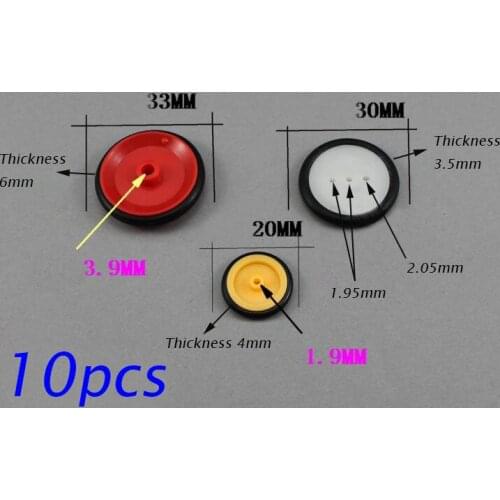 Free Shipping 10Pcs/lot Rubber Wheels Dimension 20mm/30mm/33mm Mini Tire for DIY Toys Car Wheels 4WD Toy Assembly Parts