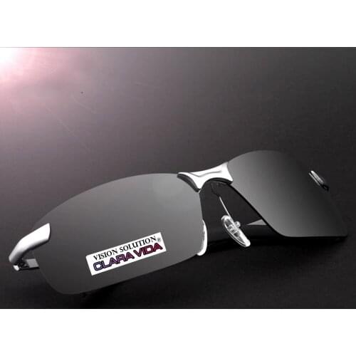 Luxury Sports Rimless Polarized Sunglasses Brown And Gray Lens Drivers Tac Enhanced Polaroid Polarised Uv400 Mens