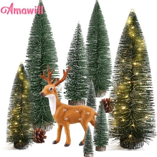 Amawill Christmas Tree Mini Pine Tree Simulation Reindeer Pine Cones Christmas Ornament New Year Party Decoration Gift 7D