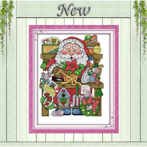 Santa Claus Happy holiday Christmas gift Decor counted print on canvas DMC Cross Stitch kits 11CT 14CT needlework Set embroidery