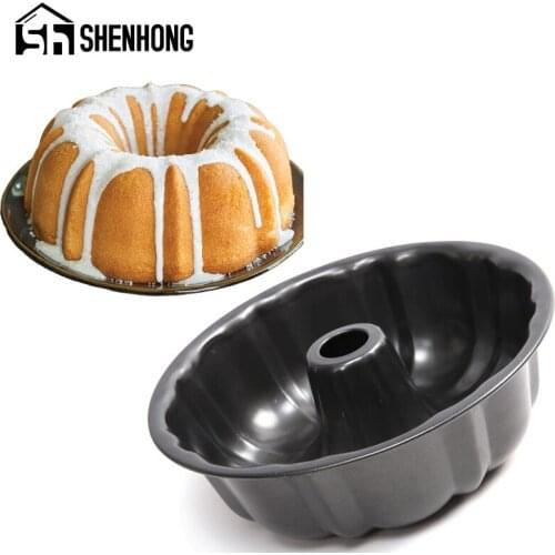 SHENHONG Food Grade Gray Fluted Tube Cake Mold Cheesecake Mould Carbon Steel Muffin Pan Dessert Baking Tools Kitchen Bakeware