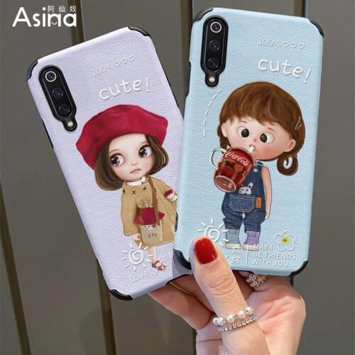 ASINA Cartoon Case For Xiaomi Mi10 11Ultra 9 8 Capa Imitation Lambskin Silicone Cases For Xiaomi Redmi Note 9 8 7 Cover Women