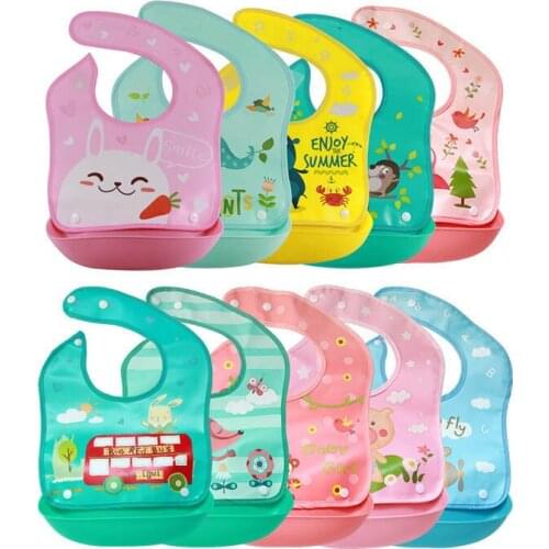 2021 New Infant Baby Boys Girls Silicone Waterproof Bib Washable Roll Up Crumb Catcher Feeding Eating Cute Babys Bib