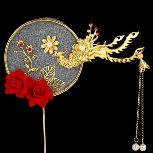 Alloy Phoenix Cake Decoration Red Rose Cake Topper for Anniversary Party Decor T5EC