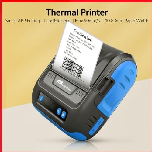 BT+USB Thermal Printer Label Maker for Clothing Retail Receipt Printer 203dpi Max 90mm/s 10-80mm Paper Width Smart APP Editing