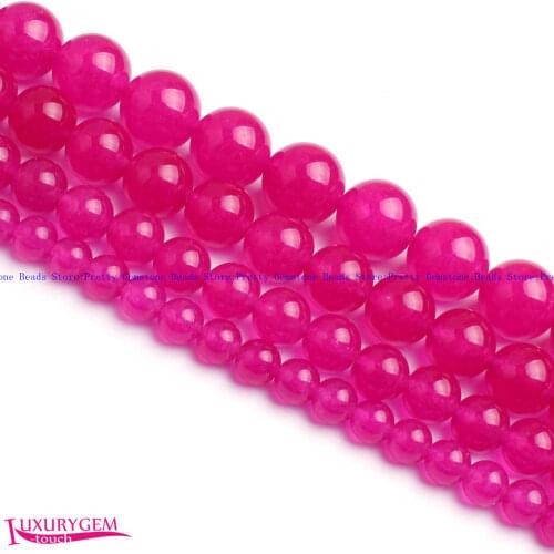 High Quality 4,6,8,10,12,14mm Smooth Natural Rose Color Jades Round Shape Gems Loose Beads Strand 15" Jewelry Making wj396