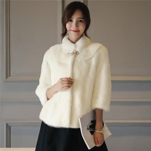 Women real mink fur coat natural mlnk stand Collar mlnk fur Short paragraph jacket natural fur outerwear female