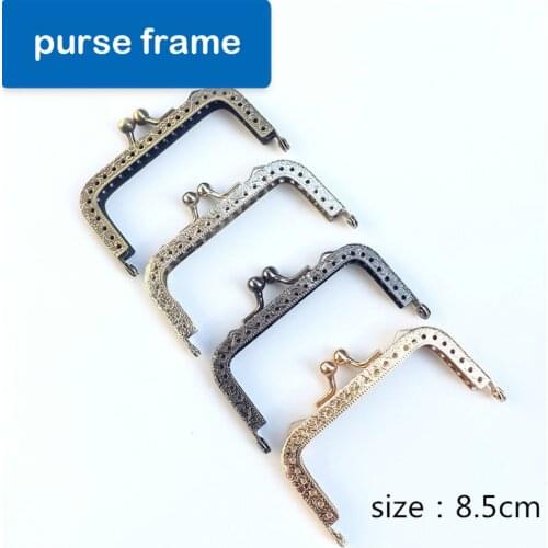 8.5cm DIY women coin bag metal clasp purse frame knurling straight edge kiss buckle 10pcs/lot