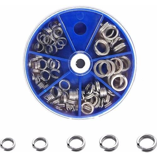 100PCS/Set Double Split Rings Heavy Duty Stainless Steel Fishing Split Ring kit Lure Connectors Fishing Tackle