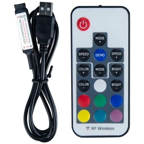 100pcs rgb led strip 5-24V USB RF Remote Controller 17Keys Remote Wireless led Controller for RGB 5050 /3528 led light strip