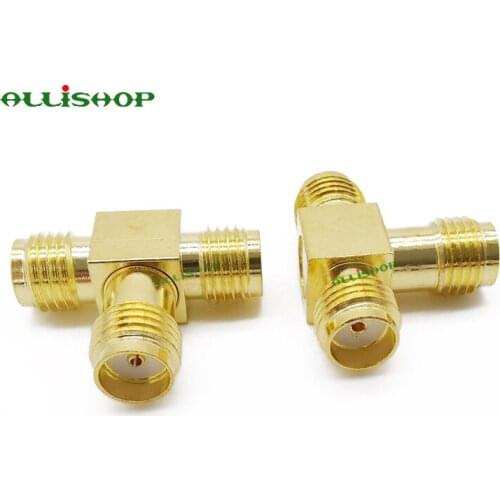 100Pcs SMA Female to Two SMA Female Triple T RF Adapter connector 3 Way Splitter SMA Jack to Double SMA Jack RF Coax Connector
