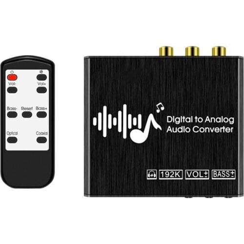 192KHz DAC Digital to Analog Converter with Remote Control Digital Coaxial Toslink to Analog Stereo