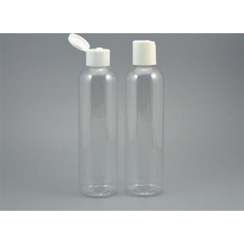 50pc/lot 250ml Clear/Matte Plastic Makeup Water Bottle, Flip Cap,Empty Toner Container,Refillable Lotion Bottle , Shampoo Bottle