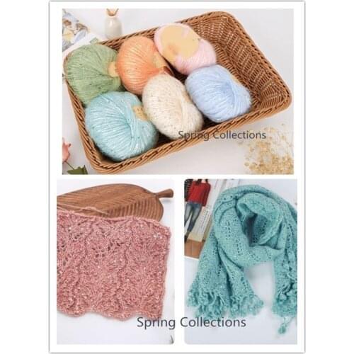 300g Beautiful Soft Sequin Mohair Wool Knitting Soft Yarn Fingering Crochet Yarn Knitting Threads Suitable 2mm Crochet 52colors