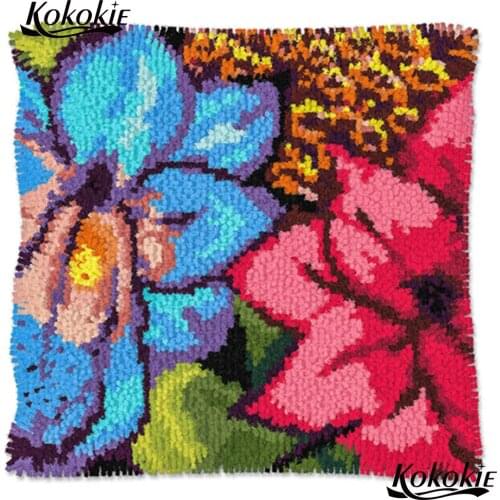 3d latch hook rug kits flowers embroidery yarn handicraft carpet Crocheting Rug Yarn Patchwork Pillowcase cross stitch sets sale