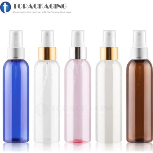 50pcs*150ML Spray Pump Bottle Empty Cosmetic Container Plastic Perfume Refillable Packing Mist Atomizer Anodized Aluminum Ring
