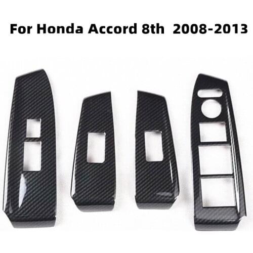 For Honda Accord 8th 2008 2009 2010 2011 2012 2013 Accessories Interior Decoration Carbon Fiber Windows Control Panel Stickers