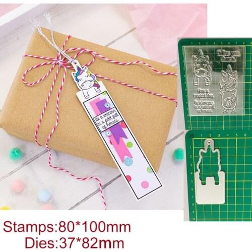 Unicorn Front and Back Tag Metal Cutting Dies and Stamps DIY Scrapbooking Photo Album Decorative Embossing Paper Cards
