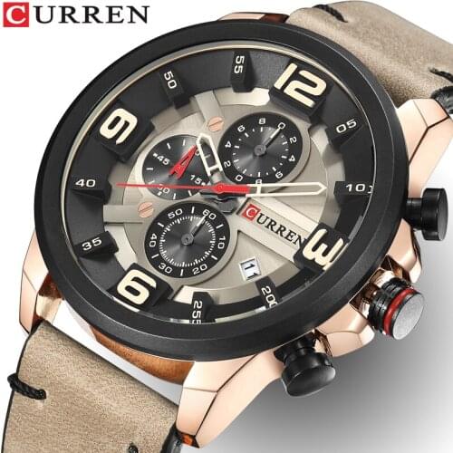 CURREN Men Watches Top Brand Luxury Quartz Gold Watch Men Casual Leather Military Waterproof Sport Wrist Watch Relogio Masculino