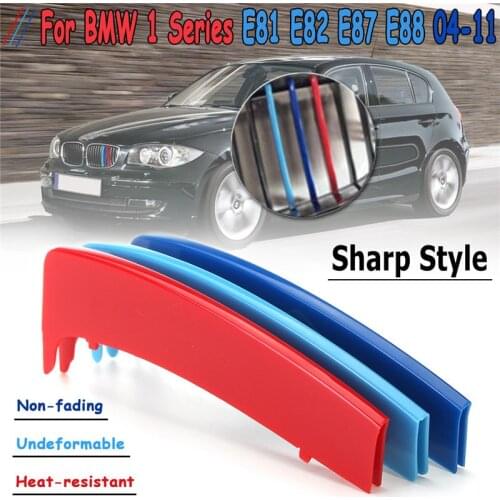 3D Sport M Style Color Grille Grill Cover Clip Trim For BMW 1 Series E81 E82 E87 E88 2004 2005 2006 2007 2008 2009 2010 2011