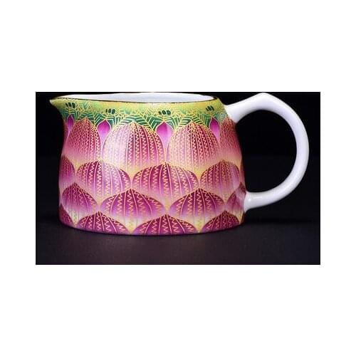 Jingdezhen Ceramic Enamel Hand-painted Gold Silk Lotus Fair Cup Handmade Porcelain Tea Cup Kungfu Tea Sea Teaware Free Shipping