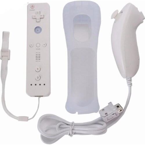 For Nintendo Wii Game Console Wireless Remote Controller + Nunchuck with Silicone Case Accessories with Motion Sensing Function