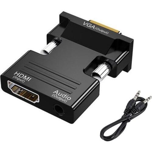 HDMI-compatible Female To VGA Male Converter 3.5mm Audio Cable Adapter 1080P FHD Video Output For PC Laptop TV Monitor Projector