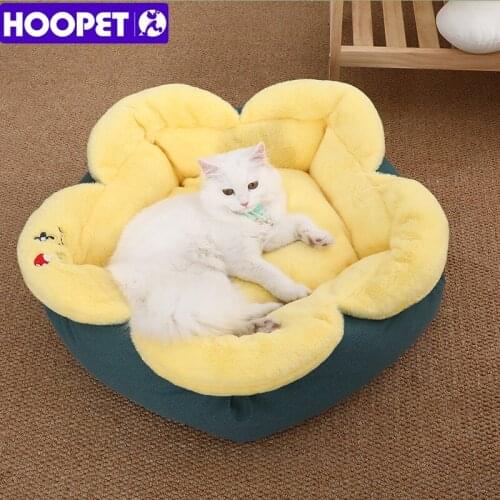 HOOPET Flower Cat Mat Thick Cozy Bed for Cat Puppy Sunbed Warm Cat Mat Ultra Soft Plush Dog Basket Cat Sleeping Pad Pet Supplies