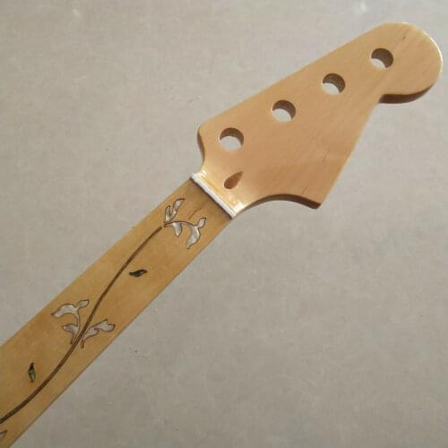 Fretless 4 strings maple 20 fret PB Bass Guitar Neck maple fingerboard Vine inlay Replacement