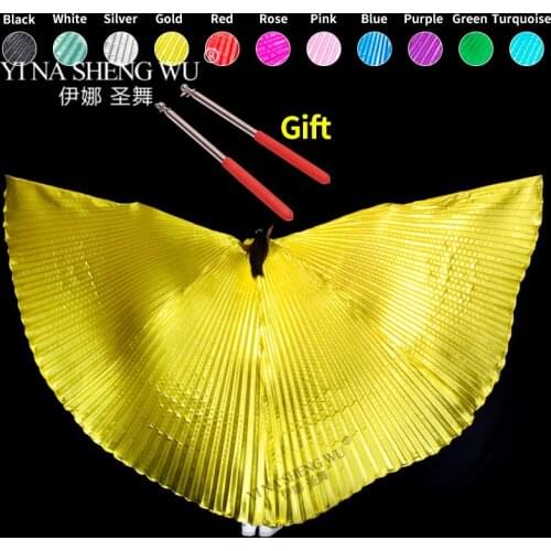 2019 Belly Dance Isis Wings Belly Dance Accessory Bollywood Oriental Egypt Egyptian Wings Costume With Sticks Adult Women Gold