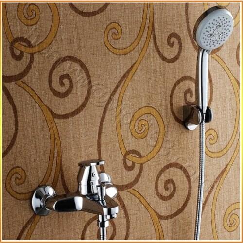 L15810 - Luxury Wall Mounted Gold Color Brass Bath Shower Mixer With Hand Shower & Hose