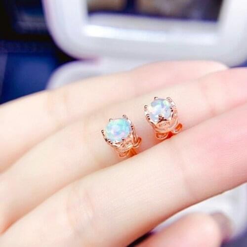 The Best Birthday Gift 100% Natural And Real Opal Earring 925 sterling silver Fine jewelry