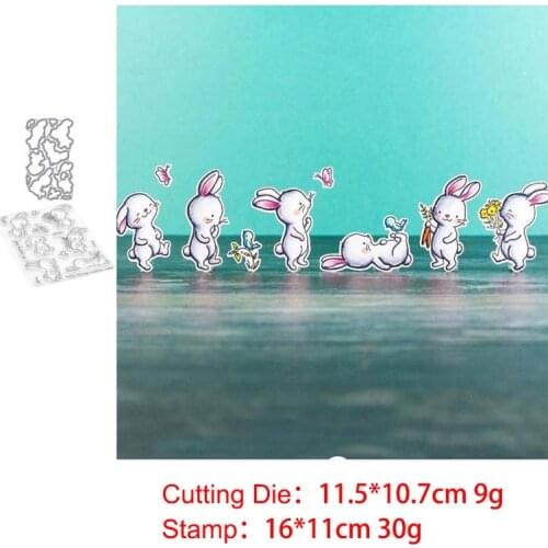 New Cute rabbit Metal cutting dies and Clear Stamps Transparent Silicone Seal for DIY scrapbooking 2020