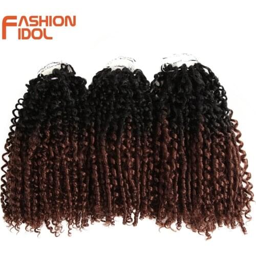 FASHION IDOL Fluffy Spring Twist Crotchet Hair Extensions Crochet Braids Ombre Blue Brown Hair For African American Black Women