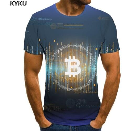 KYKU Brand Bitcoin T-shirt Men Metal Tshirt Printed Party Anime Clothes Hip Hop Funny T shirts Short Sleeve T shirts Printed